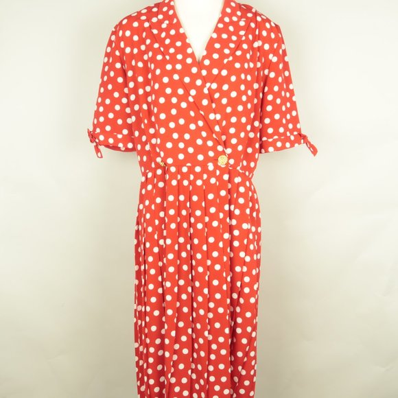 red and white polka dress